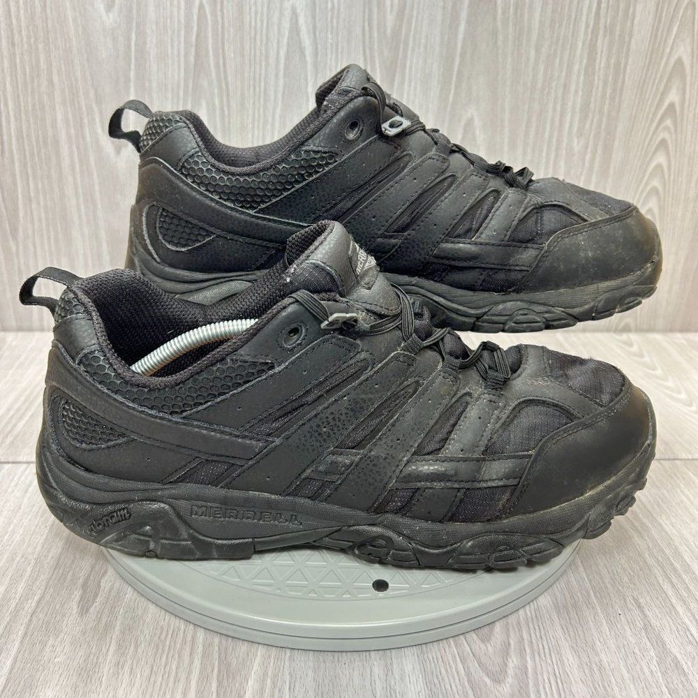 Merrell Mens Moab 2 Outdoor Tactical Black Leather Hiking Work Shoe Sz 13 Wide